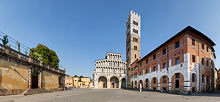 Lucca, Cattedrale di San Martino, foto panoramica a 360 della piazza